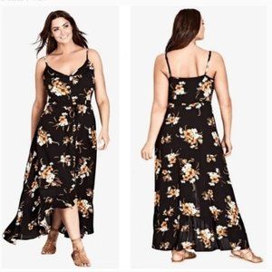 City Chic | Aruba Floral Ruffle Maxi Dress 16 High Low Ruffle Tropical
